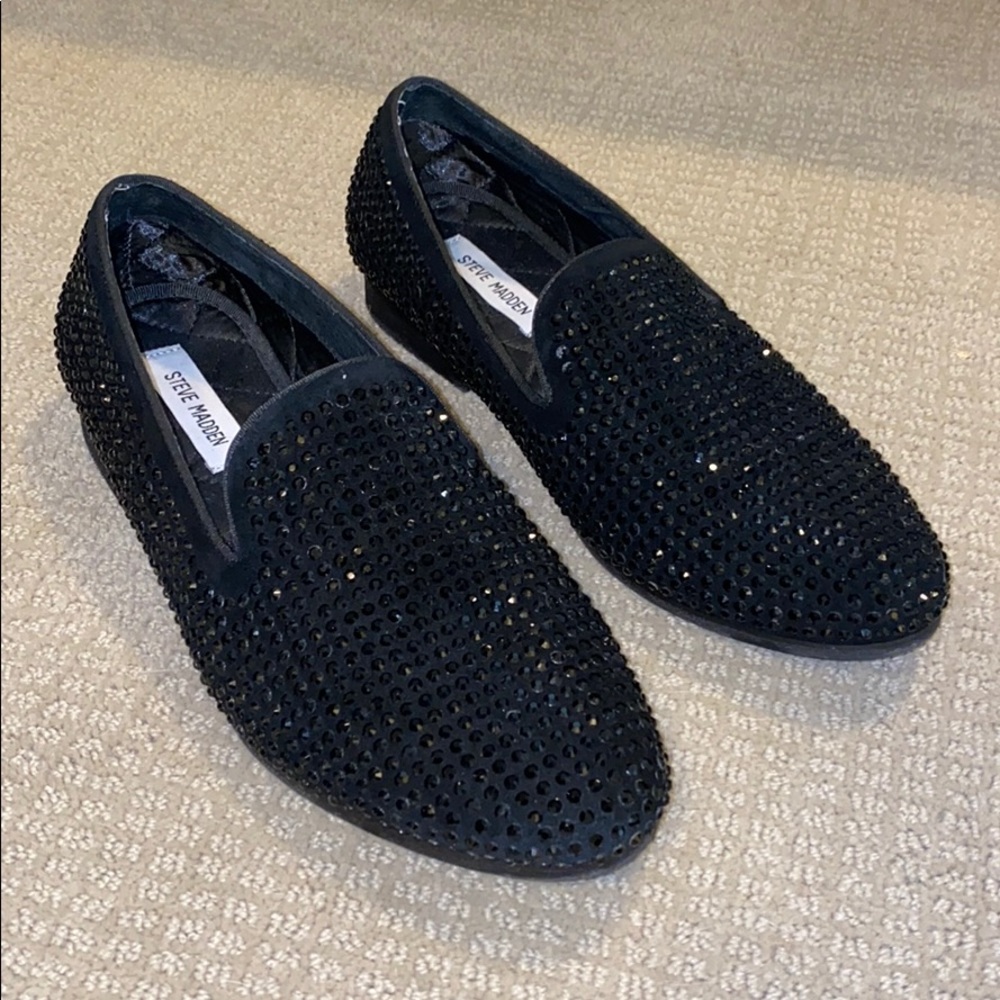 Steve Madden rhinestone loafers black